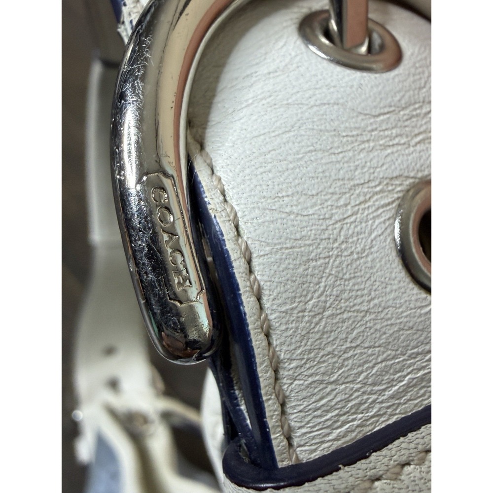 Coach Women's Y2K Blue Signature Jacquard Soho Mini Hobo Bag White Trim 6351 - Picture 7 of 15